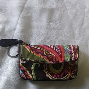 Vera Bradley Key Ring/ID wallet purple print.